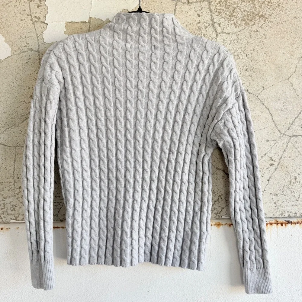 Philosophy Sweater Cable Knit Mock Neck Pullover Womens S Cozy Minimalist